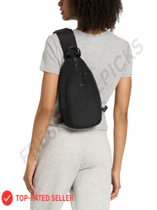 Sporty Hands-Free Sling Bag with Reversible Strap & Dual Compartments